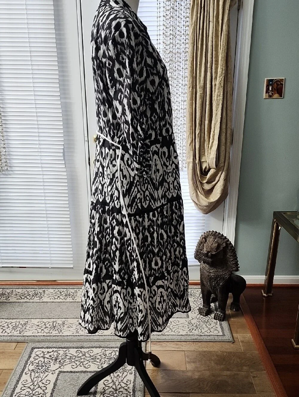 Mlle Gabrielle Black and White Ikat Shirt Dress